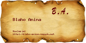 Blaho Anina névjegykártya